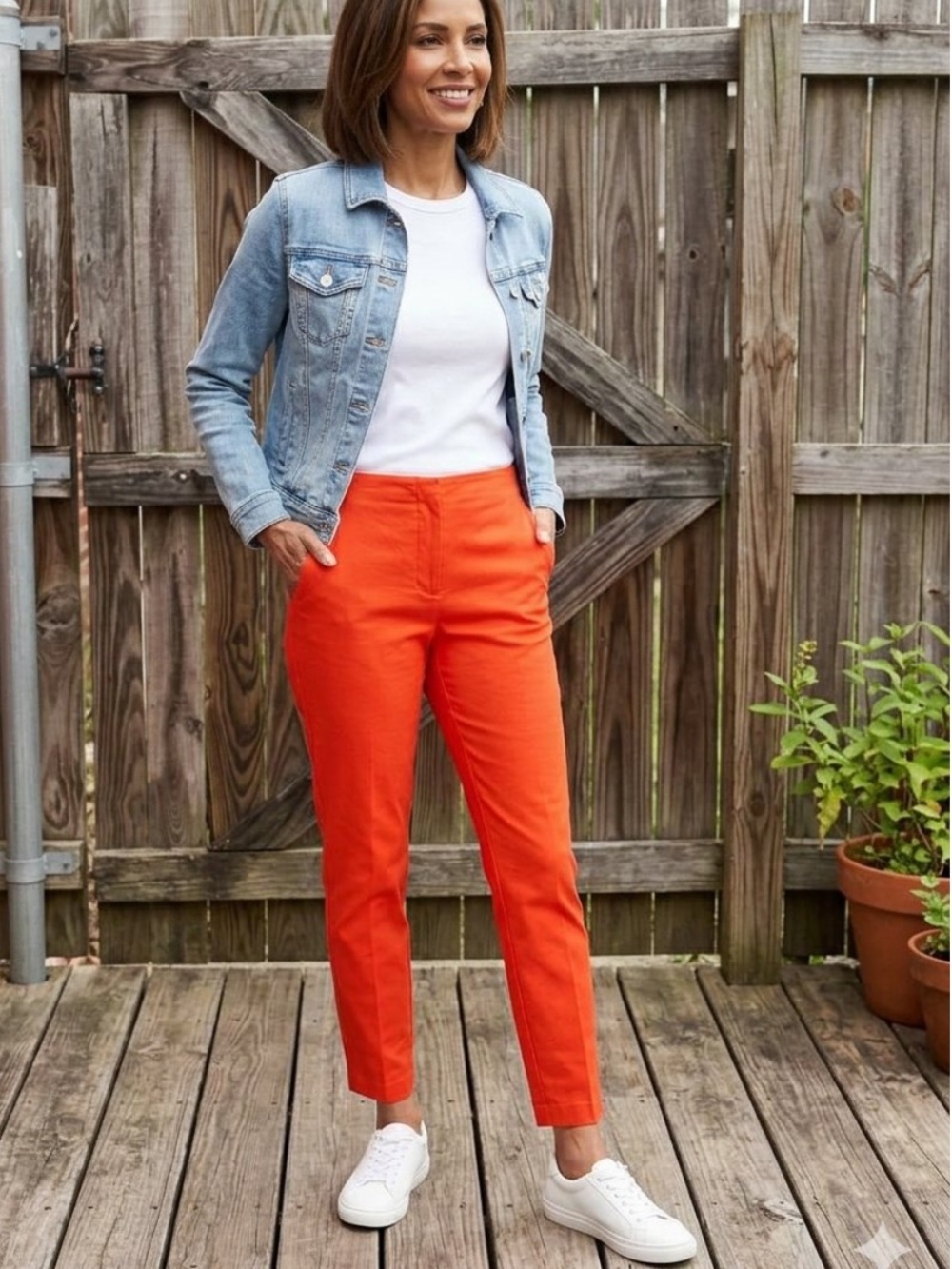 👗Jules & Leopold Women’s High-Waist Orange Slim Pants